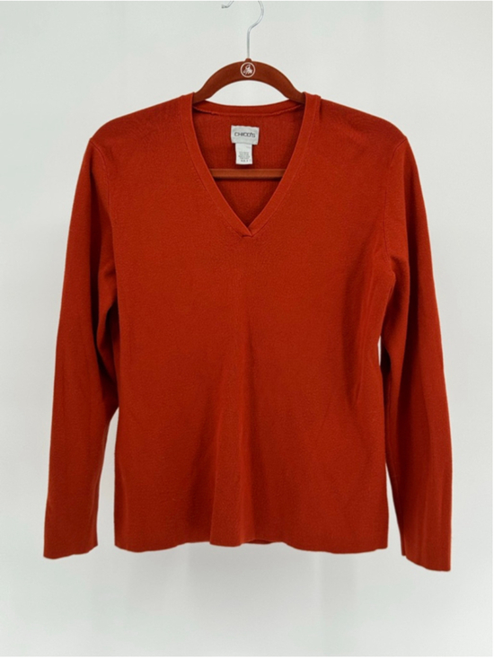 Chico's Tops - Chico's Woman's Rust V-Neck Sweater Size Large